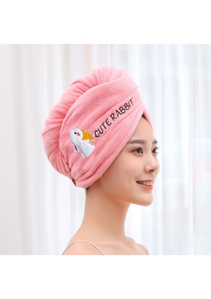 Sihirli Mikrofiber Saç Kurutma Havlusu Süper Emici Saç Kuru Sarma Düğmesi ile Yumuşak Banyo Duş Başlığı Bayan Türban Kafa (Yurt Dışından)