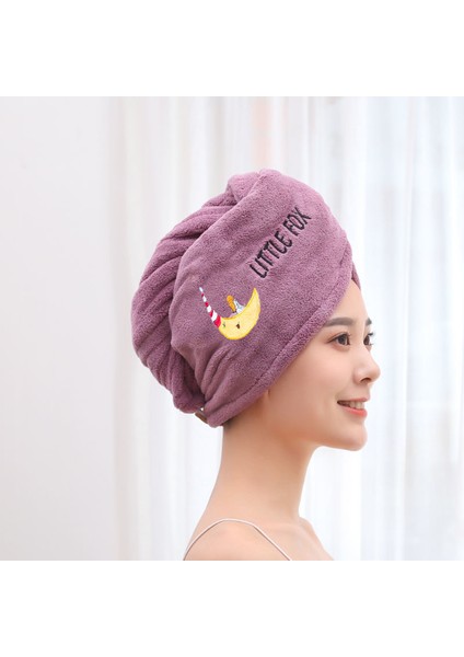 Sihirli Mikrofiber Saç Kurutma Havlusu Süper Emici Saç Kuru Sarma Düğmesi ile Yumuşak Banyo Duş Başlığı Bayan Türban Kafa (Yurt Dışından)