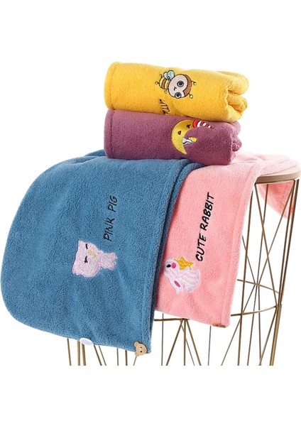 Sihirli Mikrofiber Saç Kurutma Havlusu Süper Emici Saç Kuru Sarma Düğmesi ile Yumuşak Banyo Duş Başlığı Bayan Türban Kafa (Yurt Dışından)