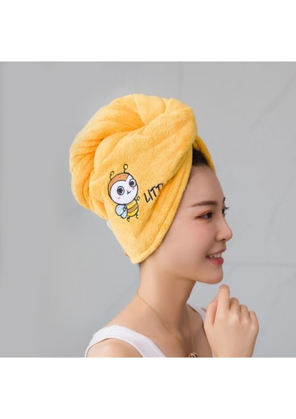 Sihirli Mikrofiber Saç Kurutma Havlusu Süper Emici Saç Kuru Sarma Düğmesi ile Yumuşak Banyo Duş Başlığı Bayan Türban Kafa (Yurt Dışından)