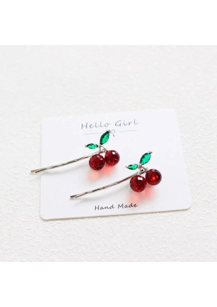 Moda Kristal Kiraz Saç Tokası Güzel Tatlı Tokalar Barrette Headdress Kadınlar Için Kız Saç Aksesuarları (Yurt Dışından) modelleri