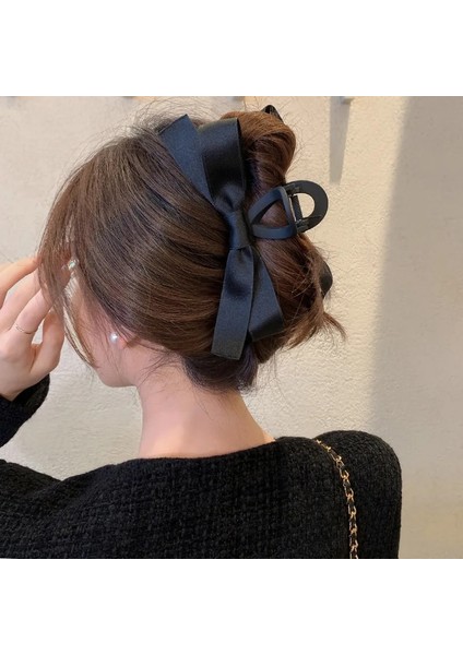 Sıcak Hepburn Tarzı Saç Aksesuarları Siyah Yay Kravat Inci Kelebek Kızlar Kadınlar Için Kapmak Pençe Klip Büyük High-End Kıvırcık Kelepçeler (Yurt Dışından)