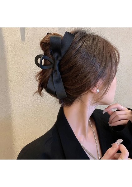 Sıcak Hepburn Tarzı Saç Aksesuarları Siyah Yay Kravat Inci Kelebek Kızlar Kadınlar Için Kapmak Pençe Klip Büyük High-End Kıvırcık Kelepçeler (Yurt Dışından) fırsatları