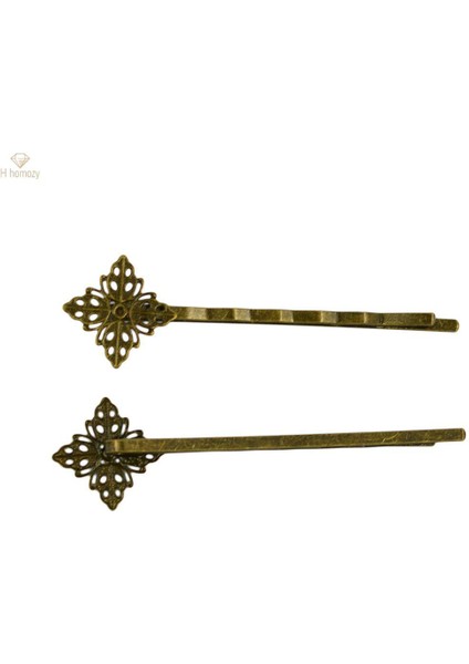 3-5 Paket 10 Adet Vintage Bronz Telkari Saç Tokası Pin Şapkalar Kare Çiçek, Vintage Bronz, 4 Adet (Yurt Dışından)