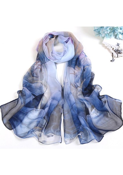 Lotus Çiçek Yaz Kadın Ipek Eşarp Bandana Şifon Georgette Bandana Kadın Zarif Şal Başörtüsü Hairscarves Plaj Eşarp (Yurt Dışından)