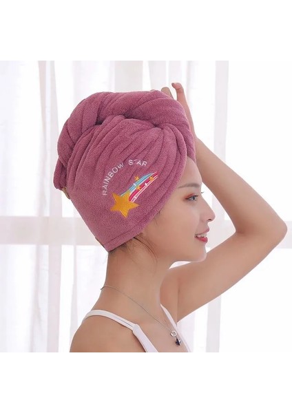 Kadın Yumuşak Mikrofiber Havlu Duş Başlığı Havlu Banyo Şapkaları Kadınlar Için Kuru Saç Bonesi Hızlı Kuruyan Yumuşak Bayan Türban Kafa Kız Havlusu (Yurt Dışından)
