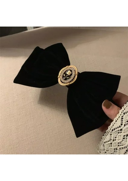 Peri Retro Kadife Siyah Ilmek Inci Büyük Bahar Klip Kafanın Arkası Dekoratif Tokalar Kadınlar Kız Için Saç Aksesuarları (Yurt Dışından) indirimleri