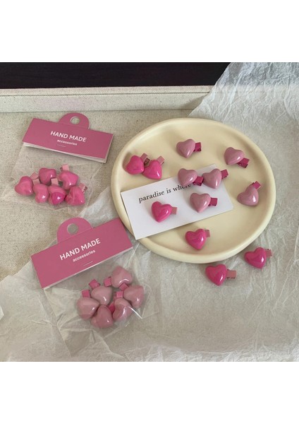 2/5 Adet Şeftali Kalp Mini Tokalar Sevimli Tatlı Pembe Patlama Klip Kızlar Için Moda Trendy Basit Şapkalar Kore Tarzı Aksesuarları (Yurt Dışından)