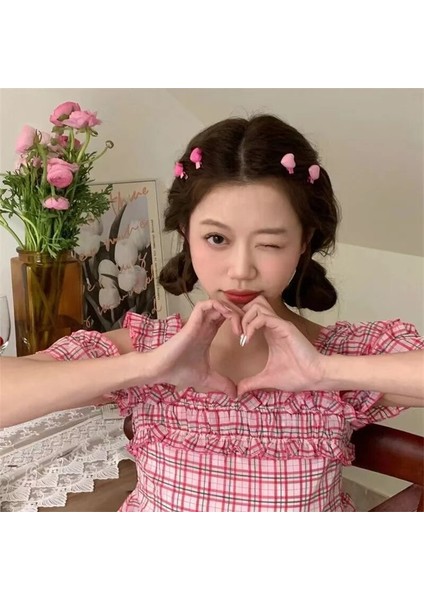 2/5 Adet Şeftali Kalp Mini Tokalar Sevimli Tatlı Pembe Patlama Klip Kızlar Için Moda Trendy Basit Şapkalar Kore Tarzı Aksesuarları (Yurt Dışından) fiyatları