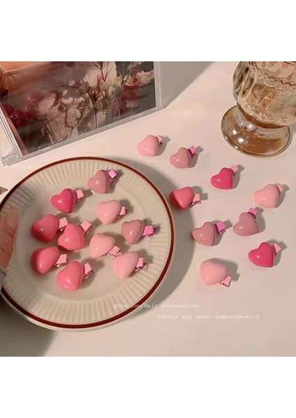 2/5 Adet Şeftali Kalp Mini Tokalar Sevimli Tatlı Pembe Patlama Klip Kızlar Için Moda Trendy Basit Şapkalar Kore Tarzı Aksesuarları (Yurt Dışından) modelleri