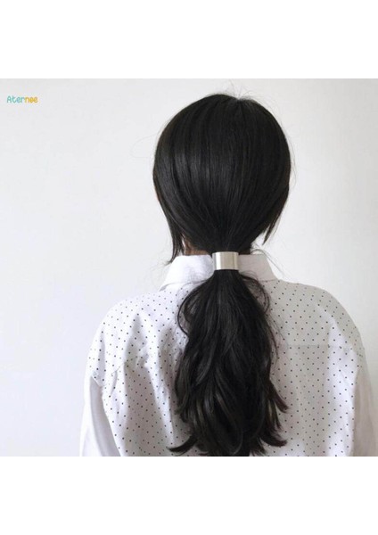 6xhair At Kuyruğu Halka Kapak Metal Manşet Sarma Tutucu Elastik Halat Bant Gümüş (Yurt Dışından)