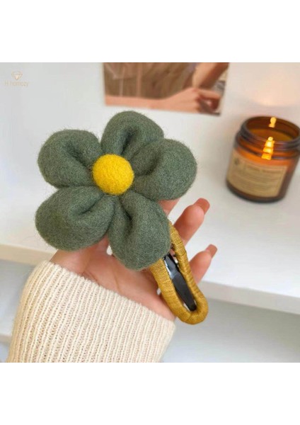 Büyük Çiçek Saç Klip Ördek Gagası Klip Saç Aksesuarları Parti Bayanlar Için Barrette Hairgrips, Yeşil (Yurt Dışından)