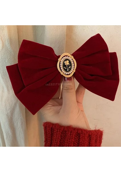 Siyah Kadife Yay Saç Tokası Zarif Kumaş Alaşım Güller Saç Klipleri Kadınlar Için Moda At Kuyruğu Tokası Şapka Aksesuarları (Yurt Dışından) indirimleri