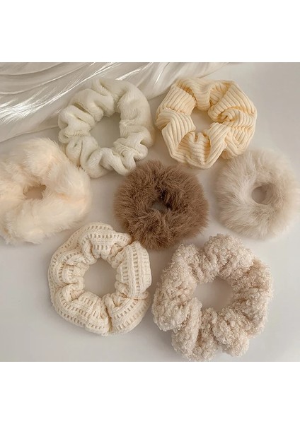 Kış Sıcak Yumuşak Saç Scrunchies Kürklü Elastik Saç Bandı Kadın Kızlar At Kuyruğu Tutucu Saç Lastik Bant Saç Bağları Saç Aksesuarları (Yurt Dışından)