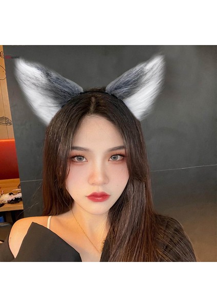 Kedi Saç Çember Saç Bandı Şapkalar Kadın Kızlar Için Yenilik Fotoğraf Sahne Gri Beyaz (Yurt Dışından)