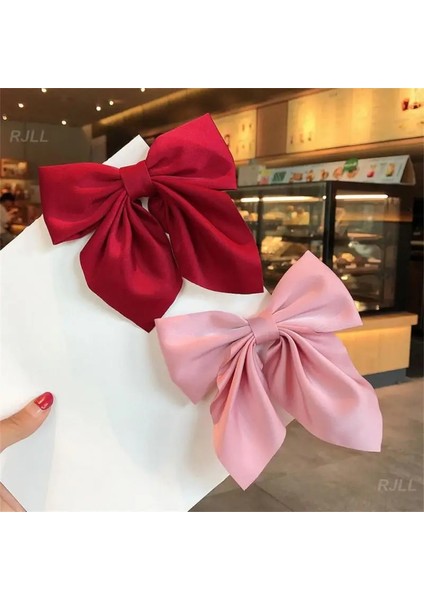 Saç Tokası Saten Ilmek Saç Klipleri Düz Renk Kafa Bandı Klipleri ile Headdress Yay Firkete Zarif Ördek Gagası Klip Moda Üst Klip (Yurt Dışından)
