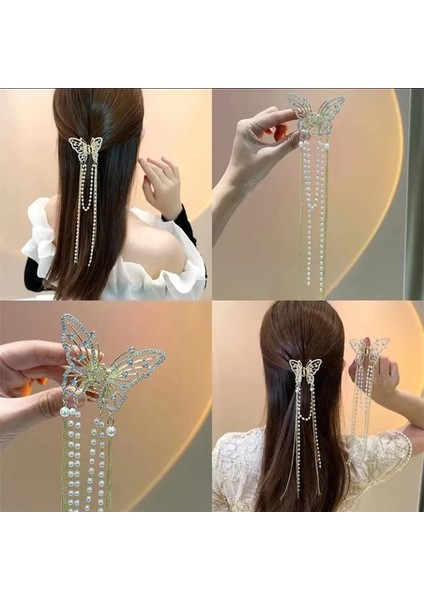 Yeni Kristal Rhinestone Kelebek Inci Püskül Firkete Kore Basit Yan Klip Liu Hai Klip Köpekbalığı Firkete Saç Aksesuarları Kadın (Yurt Dışından) modelleri