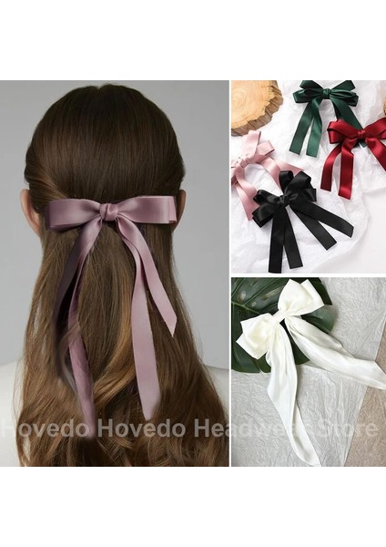 Kadın Büyük Yay Saç Tokası Şifon Büyük Ilmek Leke Yay Tokalarım Kadınlar Düz Renk At Kuyruğu Klip Saç Aksesuarları Şapkalar (Yurt Dışından)