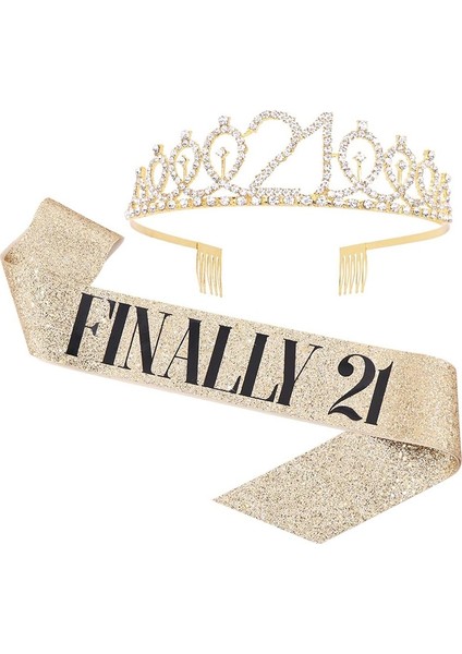 Wm-02 Kristal Pırlanta Doğum Günü Partisi Düğün Kabarık Taç, Renk: Altın 21 (Yurt Dışından)