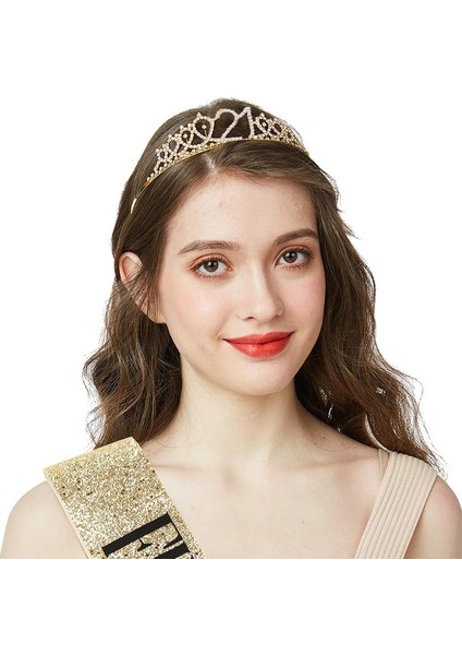 Wm-02 Kristal Pırlanta Doğum Günü Partisi Düğün Kabarık Taç, Renk: Altın 21 (Yurt Dışından) fırsatları