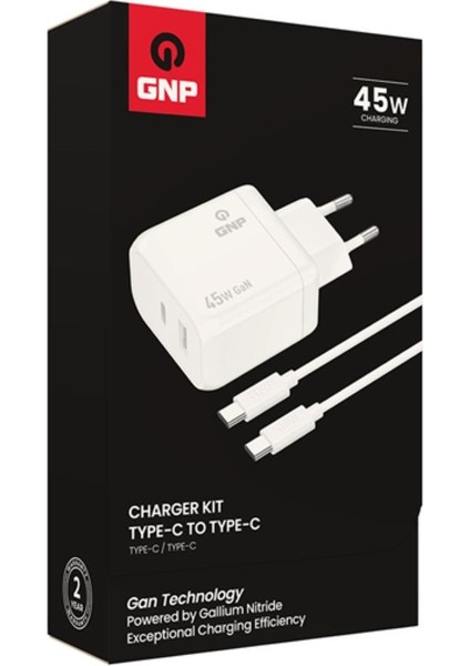 Gnp 45W Gan Type-C To Type -C Seyahat Şarj Aleti Beyaz modelleri