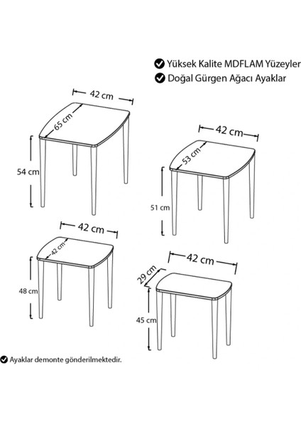 3'lü Mdf'lam Zigon Sehpa Ceviz-Beyaz