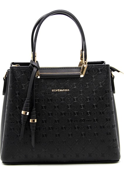 Kadın Omuz Çantası 969-42431 Silver Polo Bayan Çantası M46 Siyah-Mat Siyah
