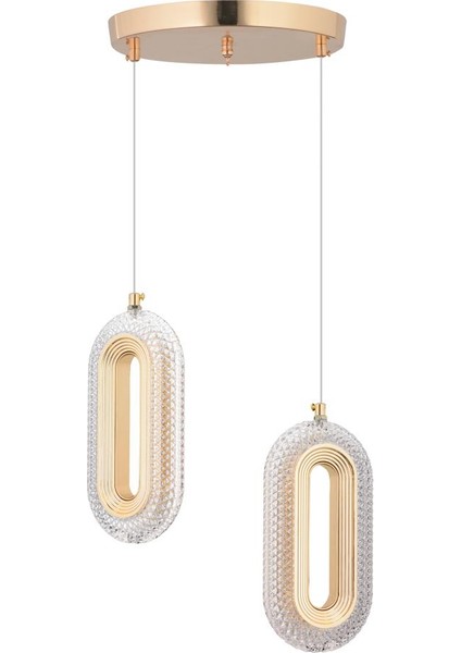 Istanbul Avize Beta 2'li Gold Ledli Kristal Taşlı Avize