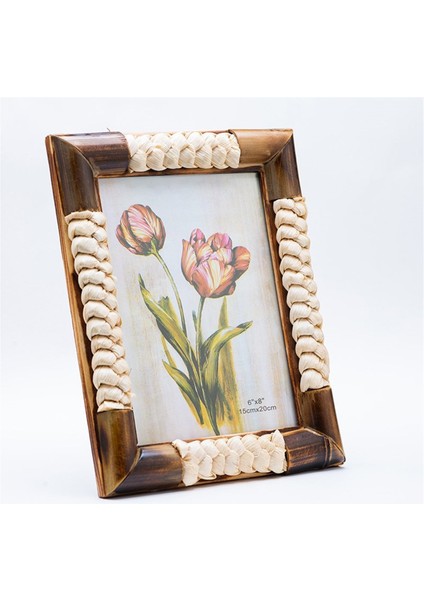 Kişiye Özel Ahşap Bambu Desenli Çerçeve