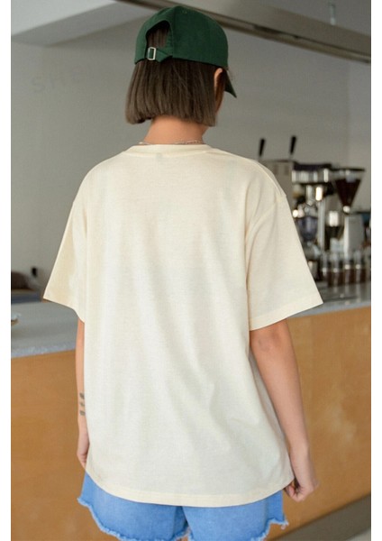 Only Trendwear Unisex Flowers Baskılı Oversize Tshirt