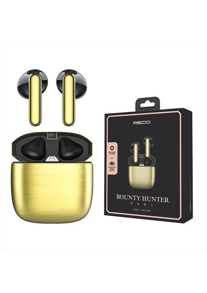 Bluetooth Kulaklık Kablosuz Recci REP-W42 Bounty Hunter Tws V5.2 Versiyon Gold