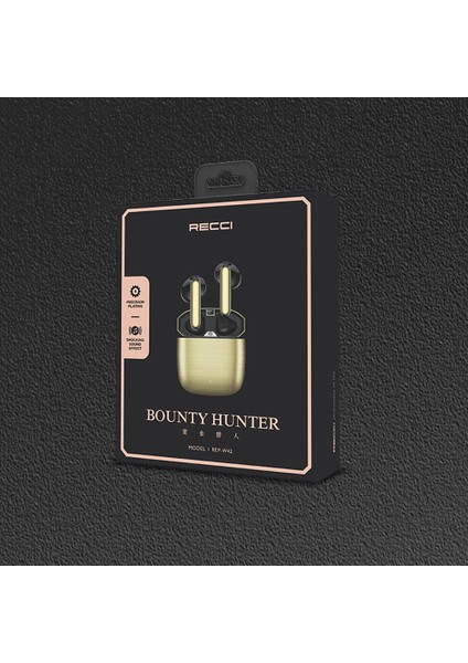 Bluetooth Kulaklık Kablosuz Recci REP-W42 Bounty Hunter Tws V5.2 Versiyon Gold