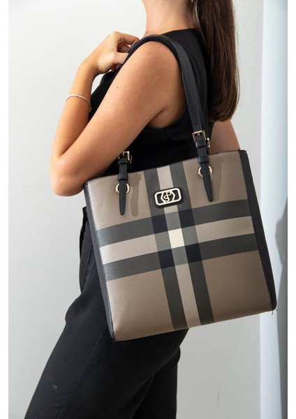 Kadın Omuz Çantası 1096-42742 Silver Polo M80 Kahve-Mat Siyah