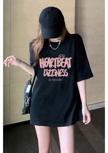Only Trendwear Unisex Heart Beat Baskılı Oversize Tshirt