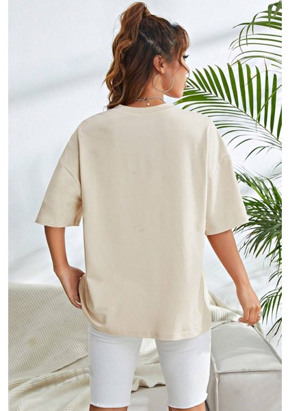 Only Trendwear Unisex Flowers Baskılı Oversize Tshirt modelleri