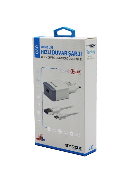 Mıcro USB Hızlı 3.0A Mikro Samsung Ev Şarj Aleti (4453)