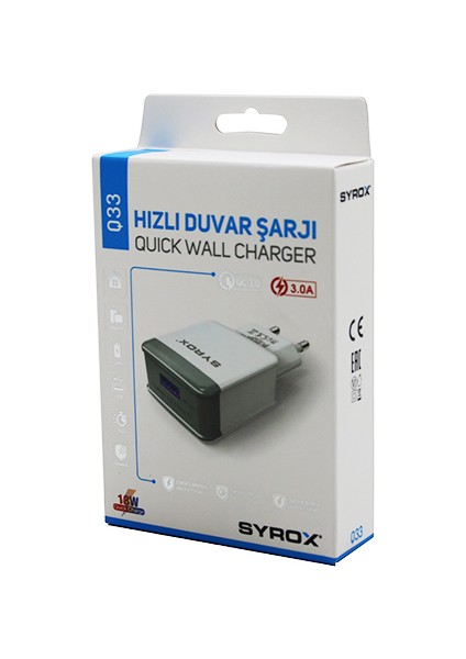 USB Hızlı Ev Şarj Adaptör Başlık 18W (4453)