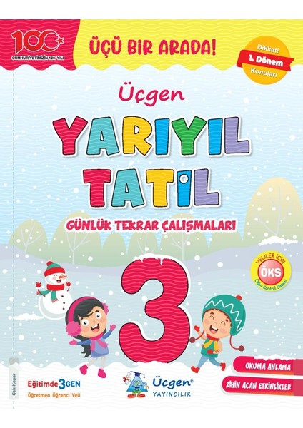 Üçgen 3. Sınıf Yarıyıl Tatil - Günlük Tekrar Çalışmaları 2023