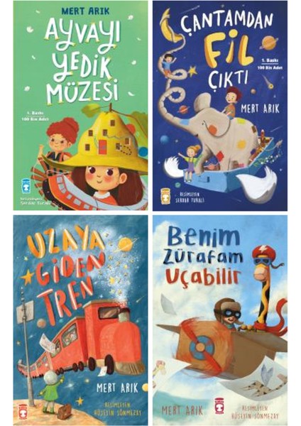 Mert Arık 4 Kitap Set-Ayvayı Yedik Müzesi-Çantamdan Fil Çıktı-Benim Zürafam Uçabilir-Uzaya Gide Tren