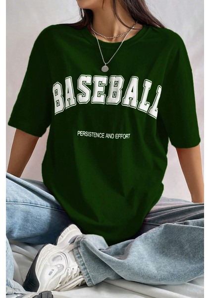 Only Trendwear Unisex Baseball Baskılı Oversize Tshirt