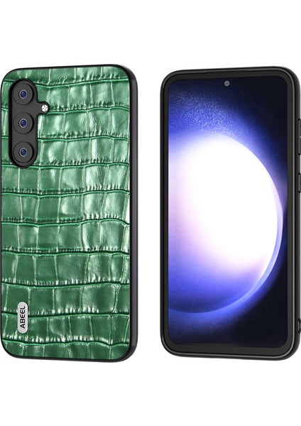 Samsung Galaxy S23 Fe Cowhide Deri Kaplama Timsah Doku Tpu+Pc Telefon Kılıfı (Yurt Dışından)