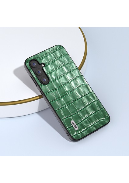 Samsung Galaxy S23 Fe Cowhide Deri Kaplama Timsah Doku Tpu+Pc Telefon Kılıfı (Yurt Dışından)
