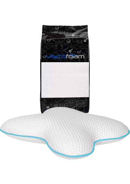 Tekno Trust 55 x 46 Kelebek Boyun Destekli Ortopedik Yastık Visco Yastık 55X46X13CM Polyester Visko Beyaz