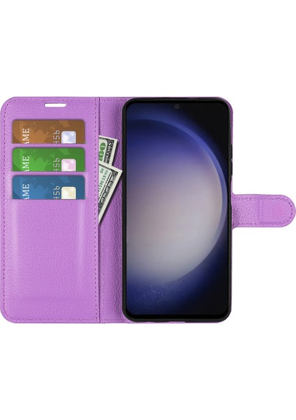 Samsung Galaxy S24 Manyetik Kapatma Litchi Doku Deri al Telefon Kılıfı (Yurt Dışından)