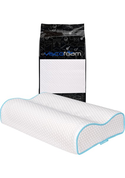 Tekno Trust Beyaz Çift Taraflı Yüksek Boyun Destekli Ortopedik Yastık Visco Yastık - 55X35X12-11CM Type 0 55 x