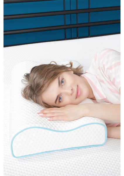 Tekno Trust Beyaz Çift Taraflı Yüksek Boyun Destekli Ortopedik Yastık Visco Yastık - 55X35X12-11CM Type 0 55 x indirimleri