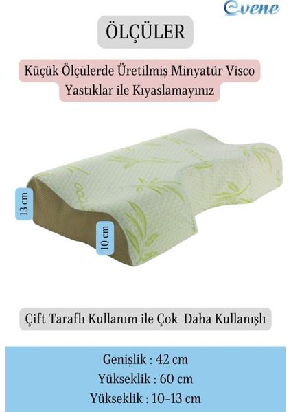 Tekno Trust 50 x 70 Ortopedik Yastık Visco Yastık Bambu Yastık Boyun Destekli Ortopedik Yastık Boyun Fıtığı Mod