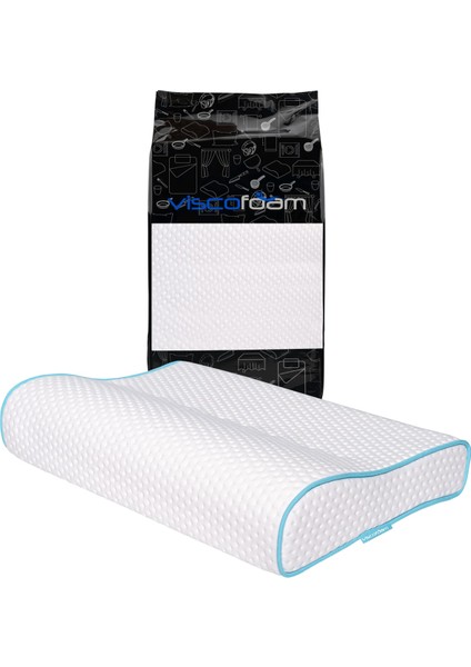 Tekno Trust Beyaz Boyun Destekli Ortopedik Yastık Visco Yastık 57X37X10-7CM Visko 40 x 60 Polyester