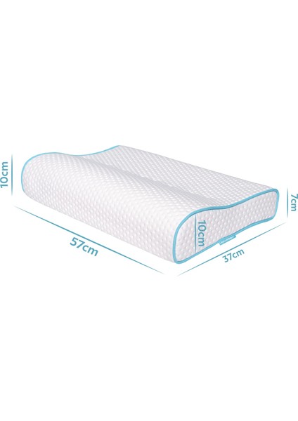 Tekno Trust Beyaz Boyun Destekli Ortopedik Yastık Visco Yastık 57X37X10-7CM Visko 40 x 60 Polyester