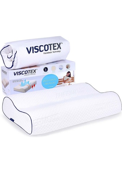 Tekno Trust 40 x 60 Çift Bombeli Ortopedik Yastık 60X40X11/9 cm Beyaz Visko Beyaz Pamuk Polyester